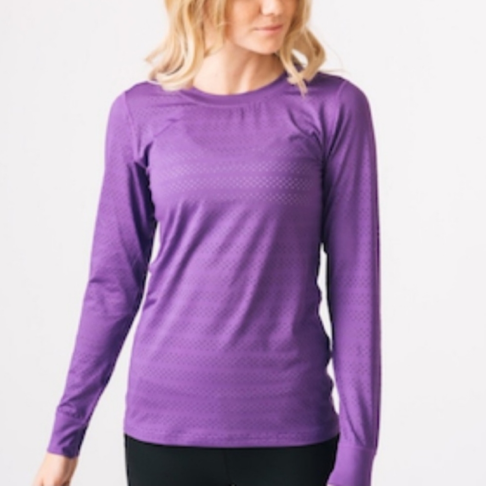 Zyia Active Chill Long Sleeve Perforated Tee Shirt Womens Size XL Purple